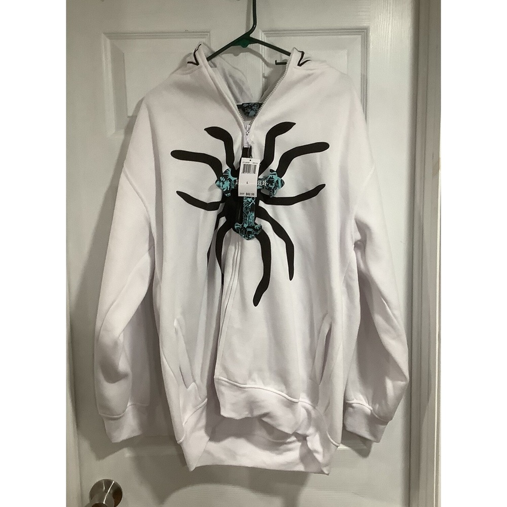 Vntg Size L  Spidey Mask Hoodie Spider Web design full zipper NWT Ablanche